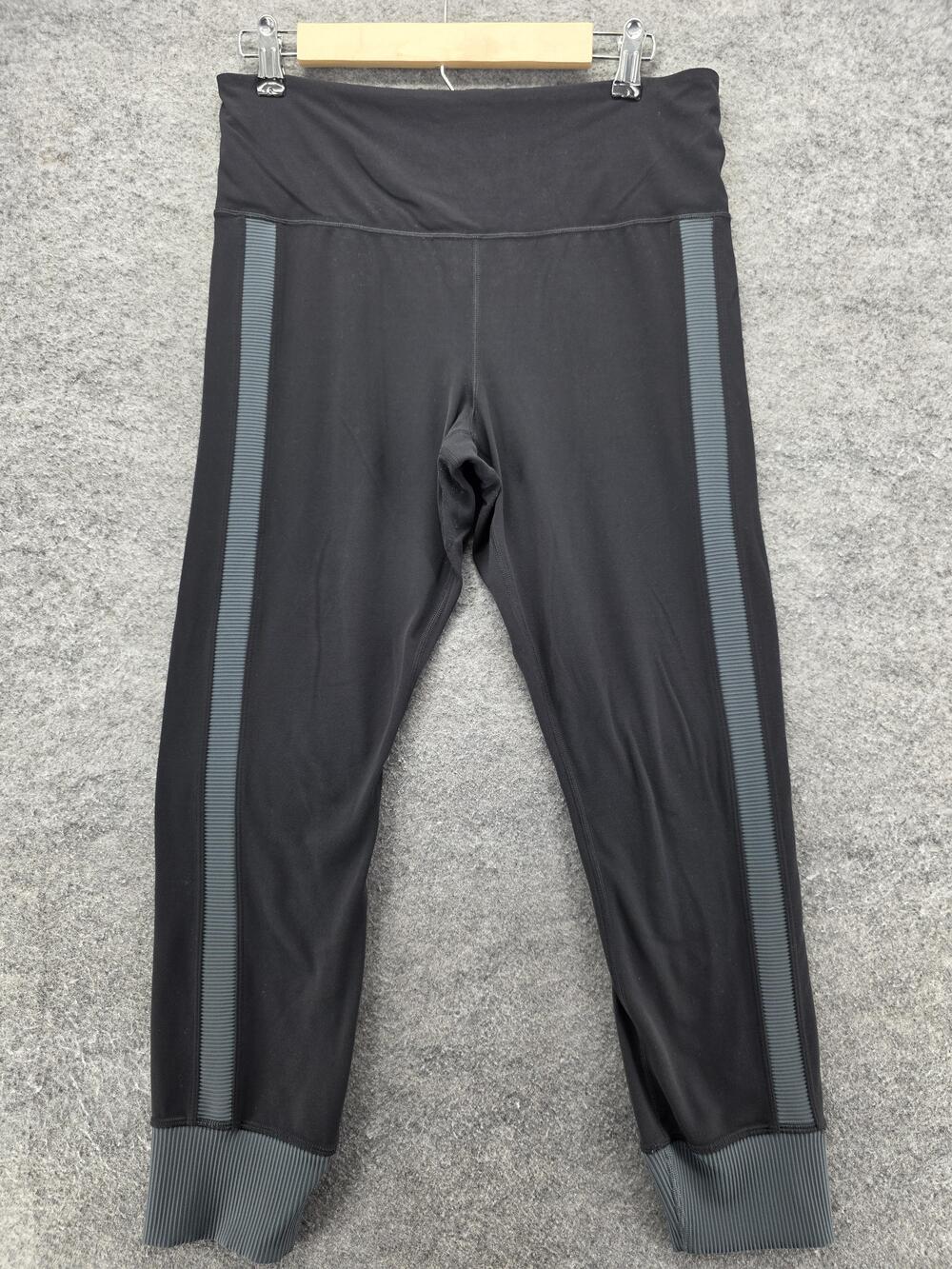 Athleta Pants Womens Large Black Elation Rib Trim 7/8 Tight Yoga Leggings Ankle